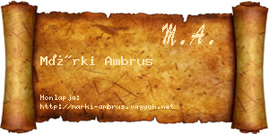 Márki Ambrus névjegykártya